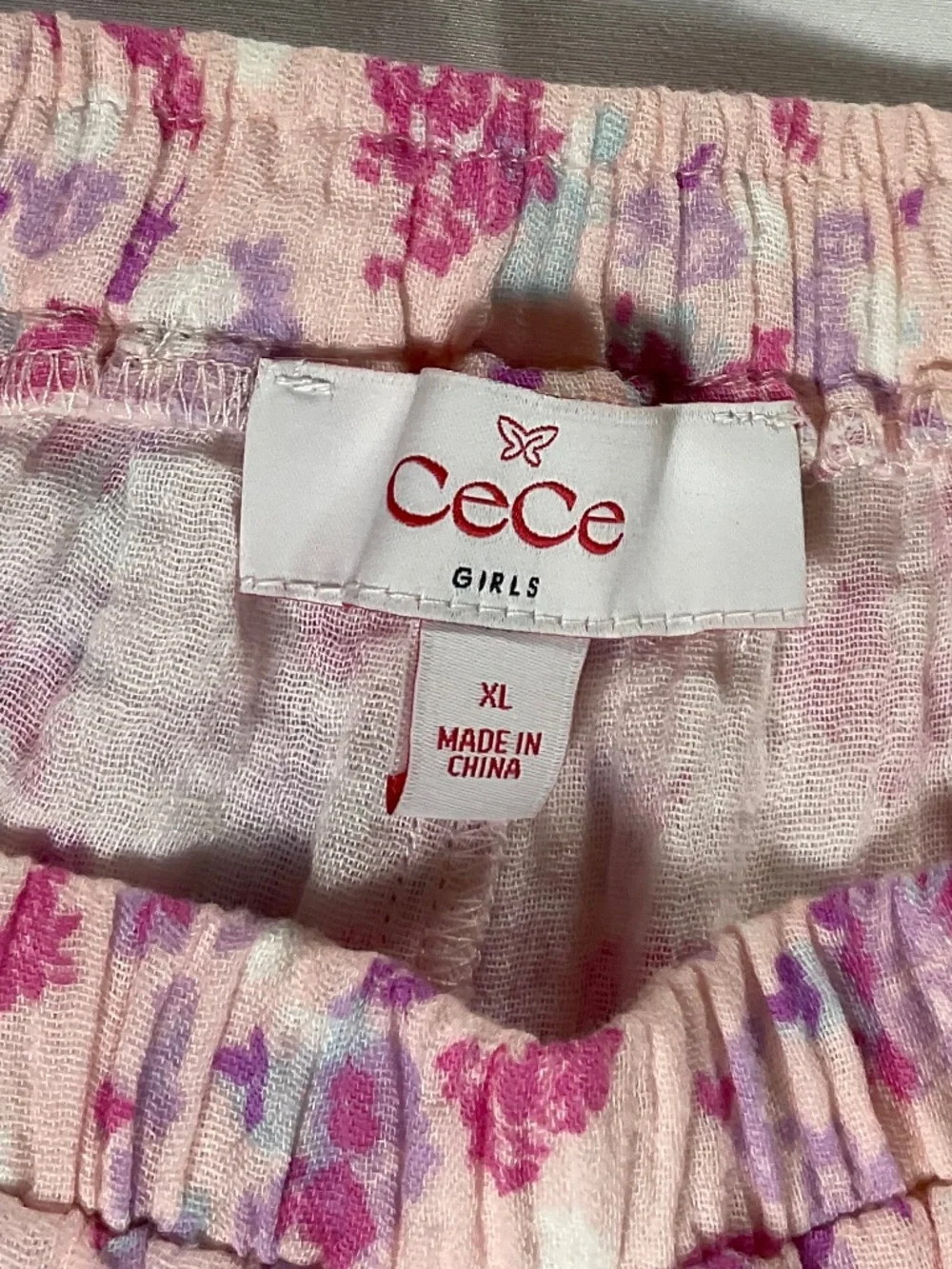 CeCe Girls XL Prink Floral Collared Top With Matching Shorts